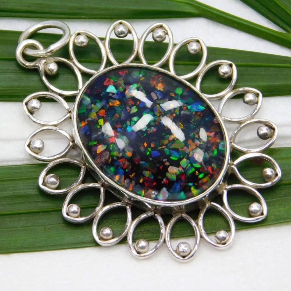 Natural Aurora Fire Opal in Sterling Sterling